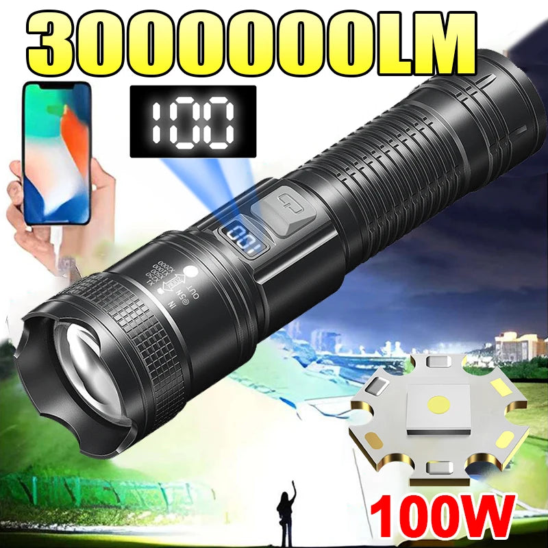 High Power Led Flashlights Built-in Battery 2000mah Tactical Flashlight Emergency Spotlight Most Powerful Lantern