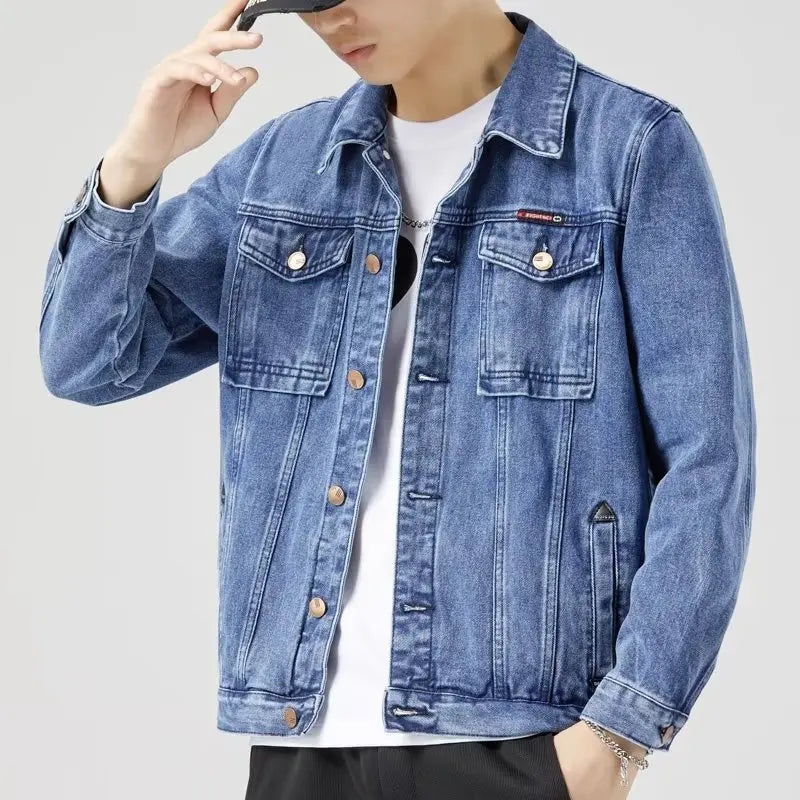 Men Black Denim Jacket Men's All-Match Korean Casual Fashionable Male Work Jacket Shirt Top New