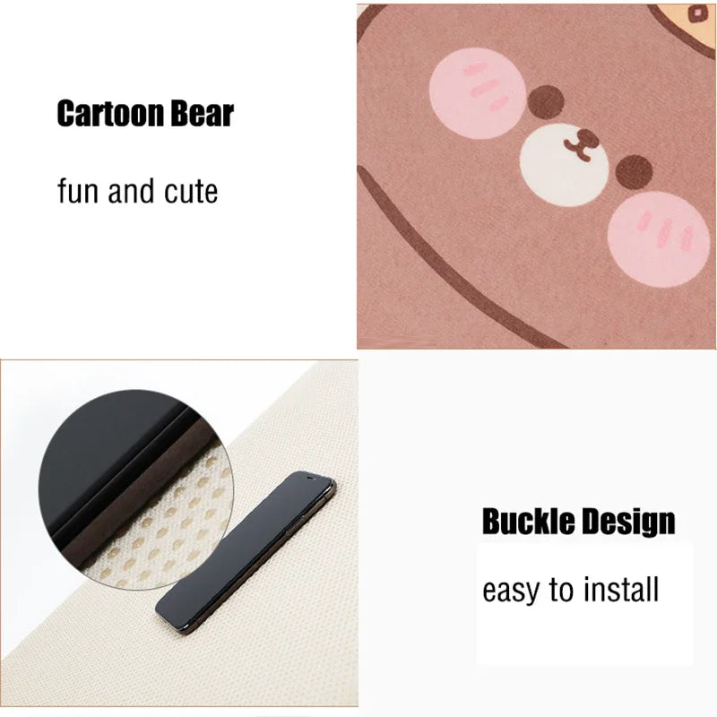 2024 Cartoon Bear Car Seat Cushion Full Set Soft Plush Cute Seat Cushion Cover Fashion Decoration Interior Accessories Universal