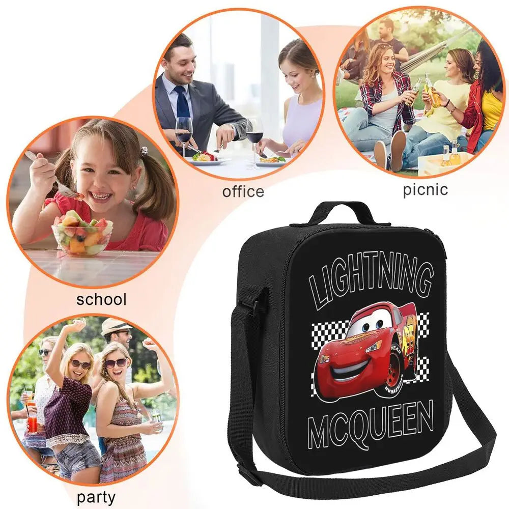 Lightning McQueen Racer Thermal Insulated Lunch Bag Women Lunch Tote for Kids School Children Storage Bento Food Box