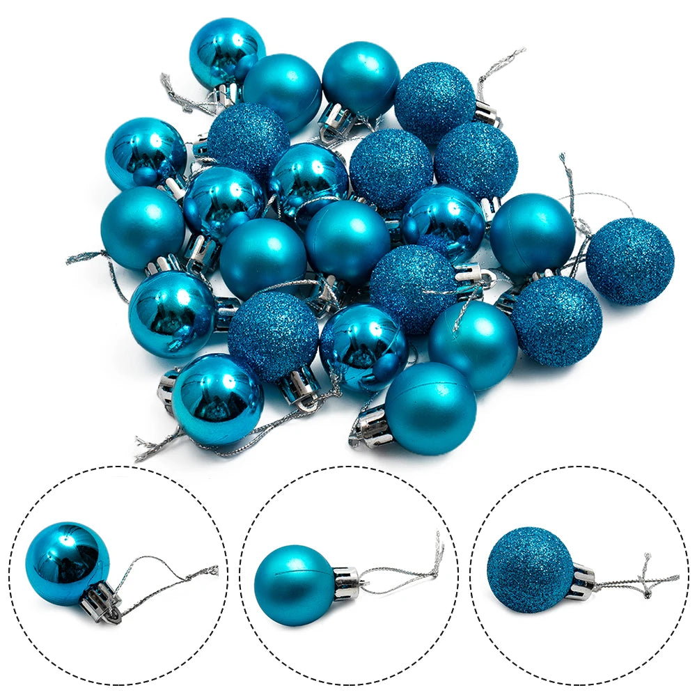 Christmas Ornaments 3cm Hanging Plastic Balls Set Xmas Tree Decorations For Holiday