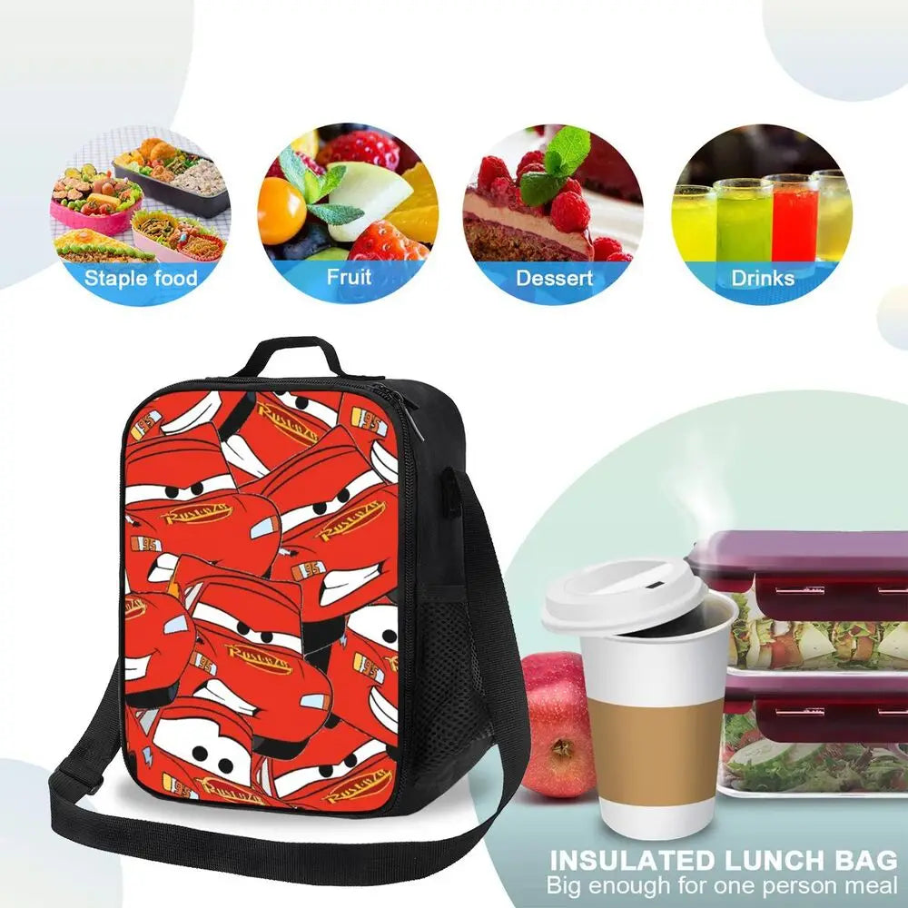 Lightning McQueen Racer Thermal Insulated Lunch Bag Women Lunch Tote for Kids School Children Storage Bento Food Box