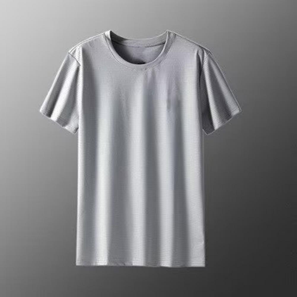 Men's Ice Silk Quick Dry Mesh T-shirt Summer Loose Sportswear Thin Breathable Short-sleeved