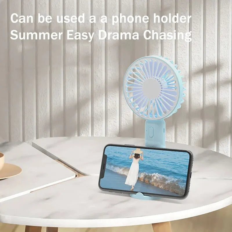 Portable Fan Office Desktop Multifunctional Folding Headed Small Electric Fan USB Mini Portable High Wind Pocket Fan