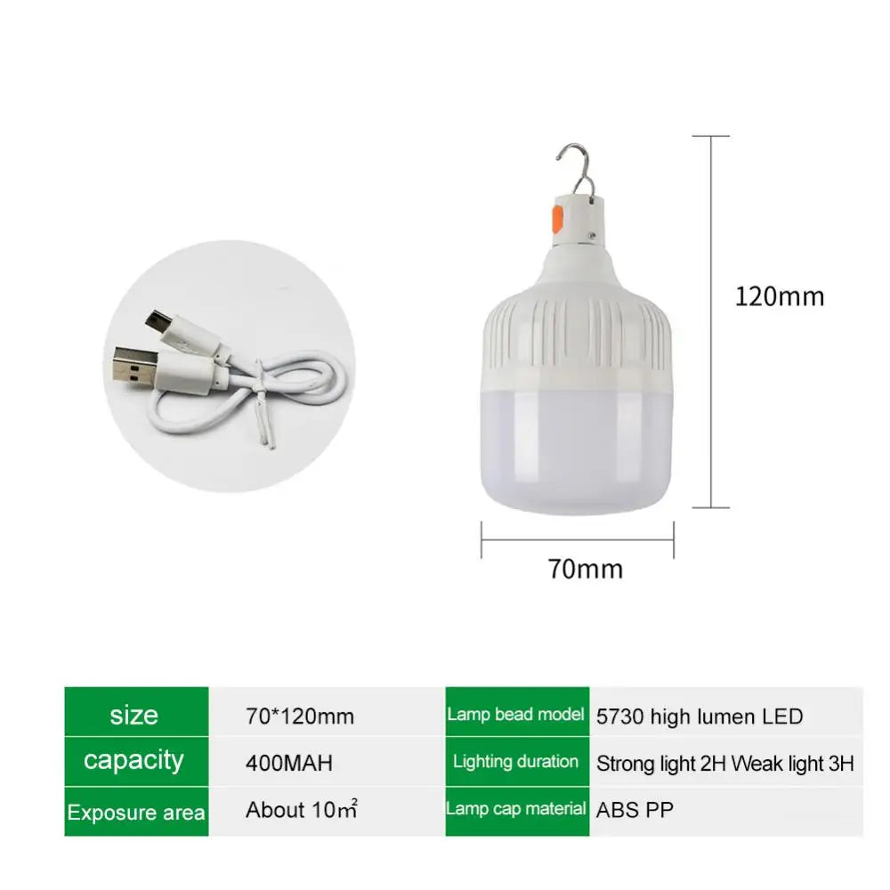 USB Rechargeable LED Light Emergency Bulb  Tents Lighting Camping Equipment Bulb Portable Lanterns