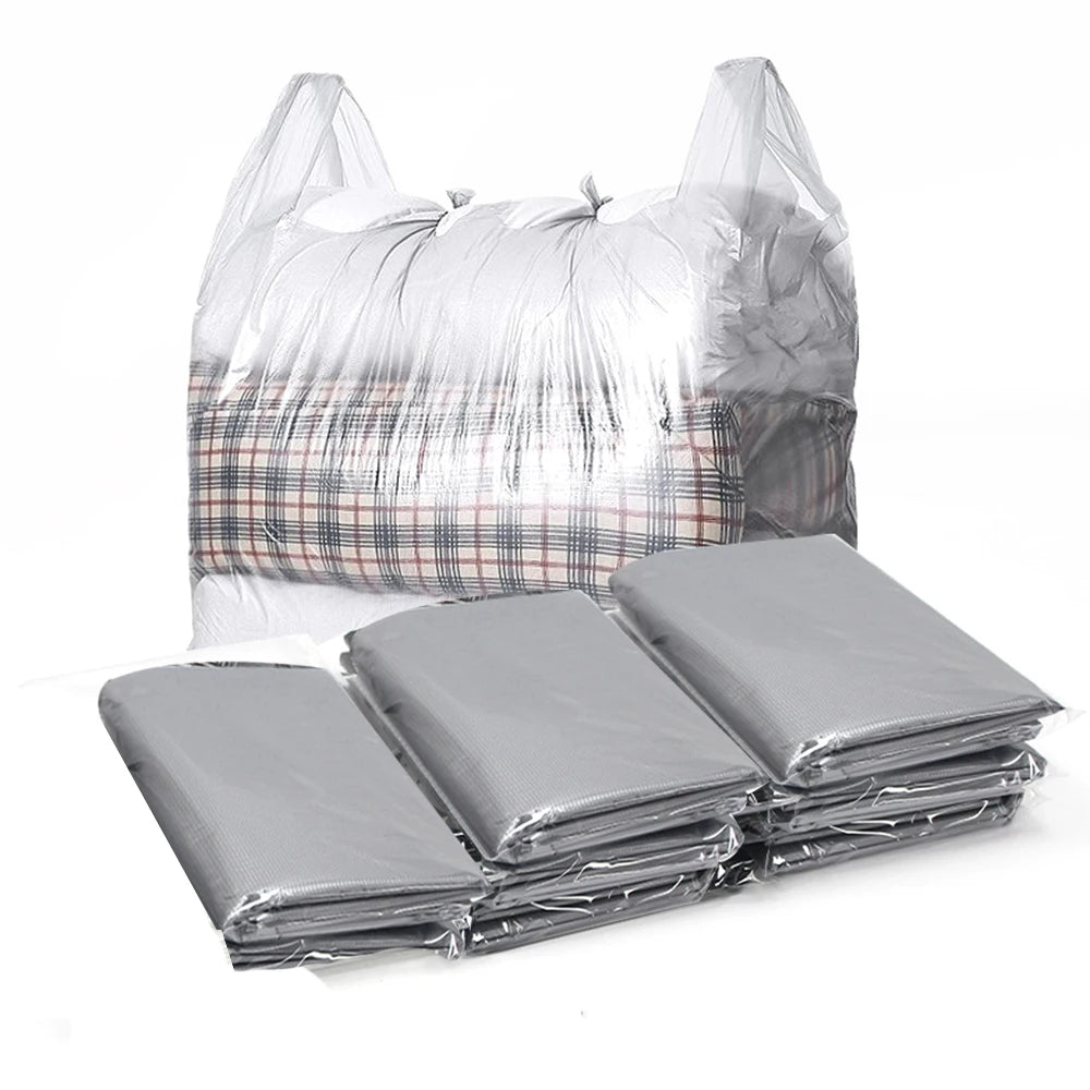 Super Large Silver Bags Thicken Plastic Moving Packaging Bag Transparent with Handle for Duvet Blanket  Bedding Clothing Storage