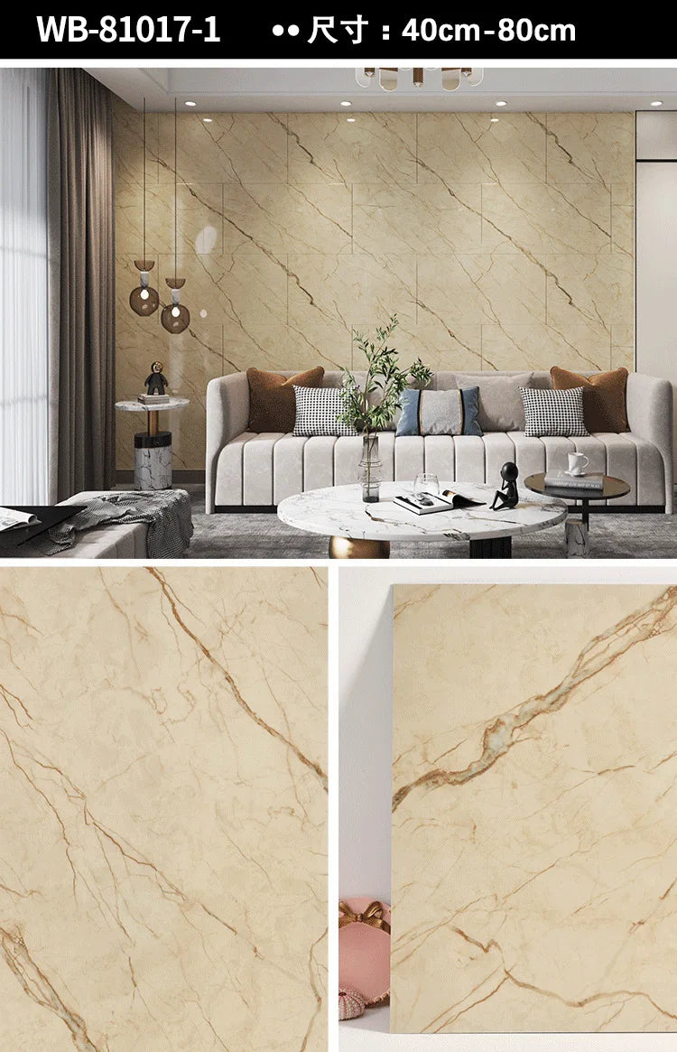 Self Adhesive Marble Wallpaper Waterproof Floor Sticker Bathroom Living Room TV Background Renovation  Wall Ground Decor