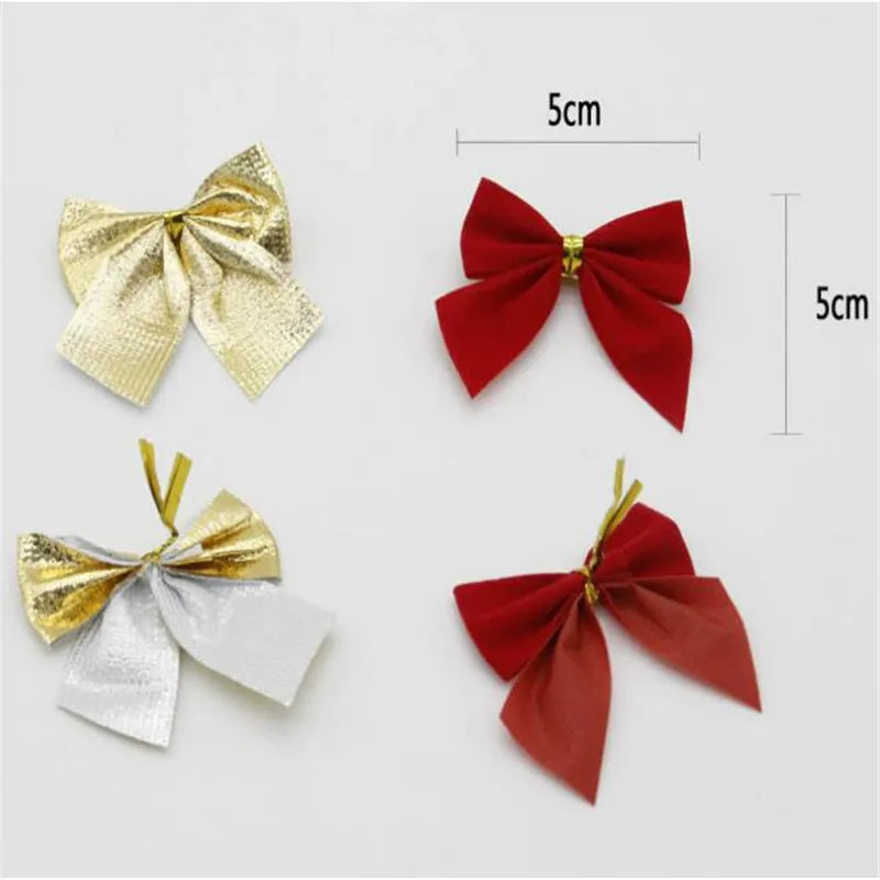 Christmas Tree Pendants 12Pcs Christmas Bow Tie Ornaments Tree Decoration Baubles New Year XMAS Hanging Home Decorations