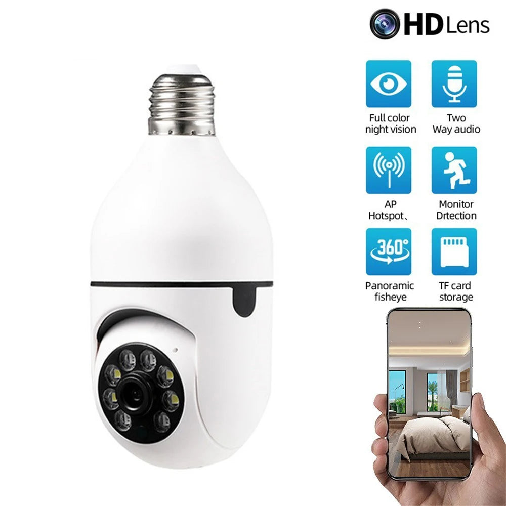 5G Wifi 1080P IP Camera Wireless Smart Home Night Vision Bulb Surveillance Camera E27 Auto Tracking Video Security Baby monitor