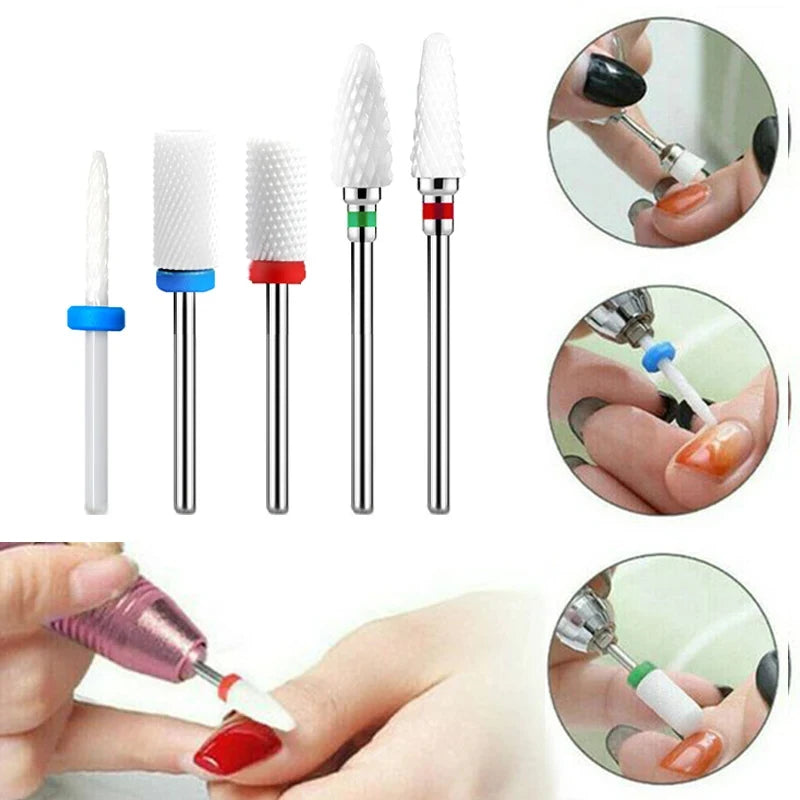 Ceramic Tungsten Nail Drill Bit Milling Cutter For Electric Manicure Bit Corn Shape Files Pedicure Machine Polish Tools