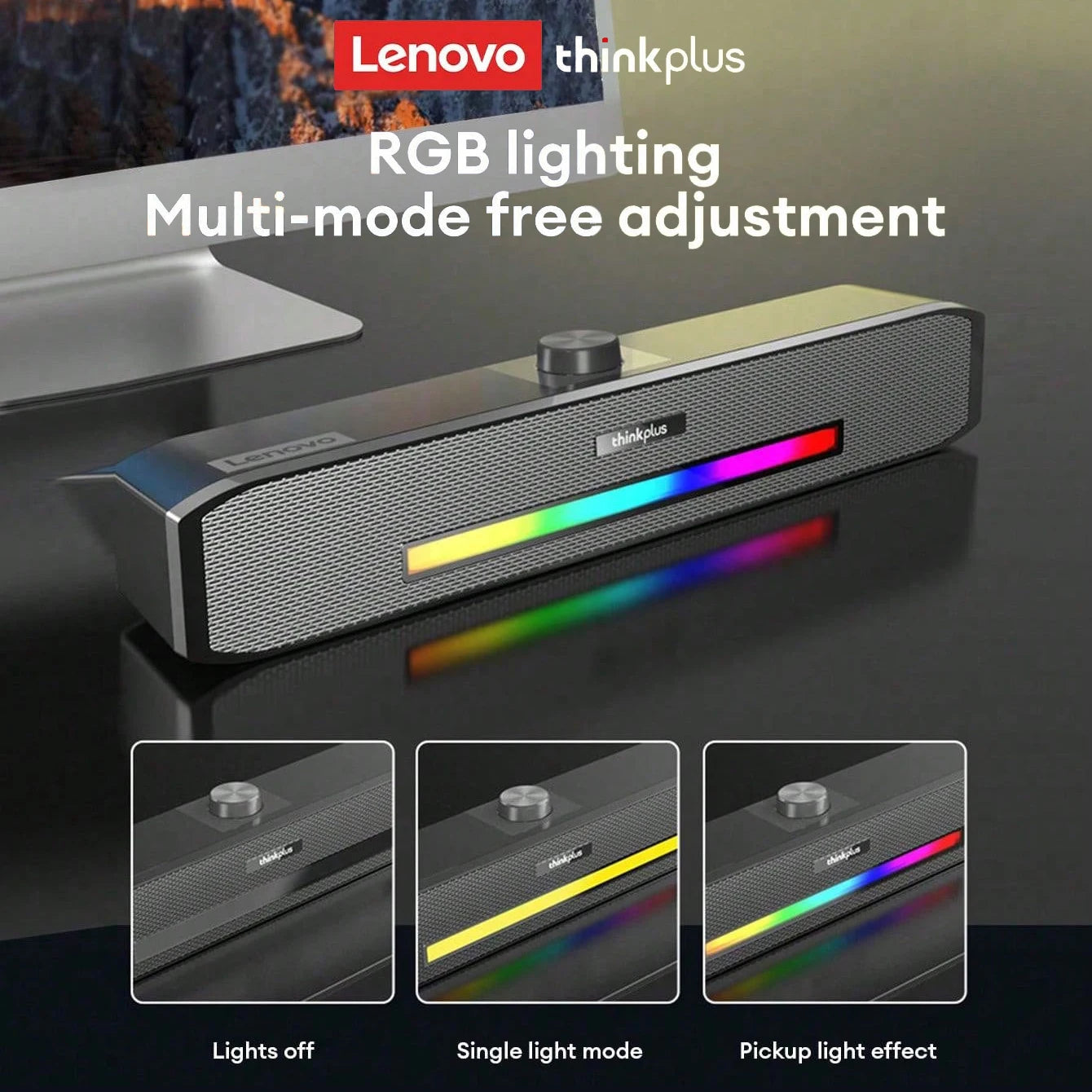 Lenovo TS33 Wired and Bluetooth 5.0 Speaker 360 Home Movie Surround Sound Bar Audio Speaker For Desk Computer Subwoofer