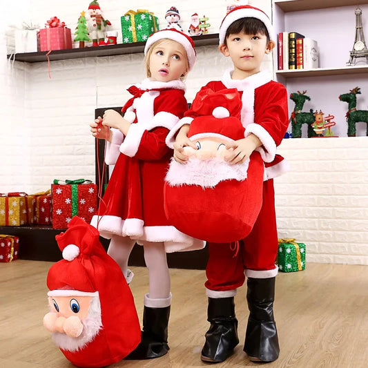 Baby Girls Boys Christmas Cosplay Santa Claus Costume For Kids Xmas Clothes Party Dress