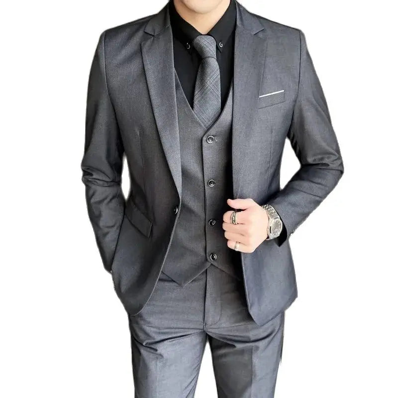 Blazer, Vest & Pants Men's Fashion Business Gentleman Professional Formal Dress Korean Version Banquet Dress Suit 6XL