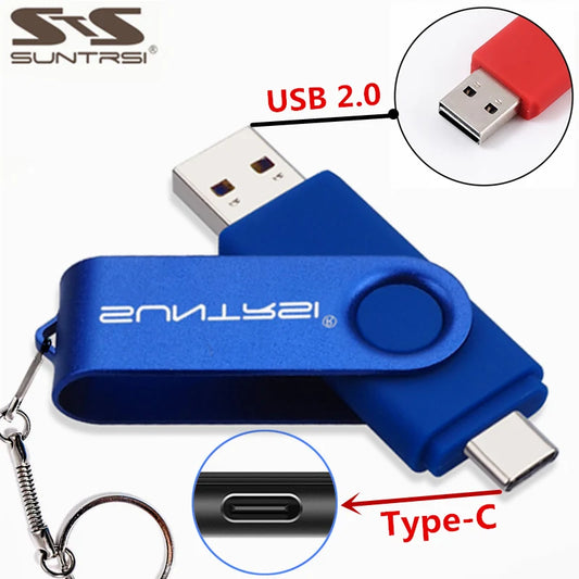 Type C 2.0 USB Flash Drive 64gb Pen Drive 128GB 32GB 16GB USB Stick 2.0 Pendrive 8gb for Type-C Device