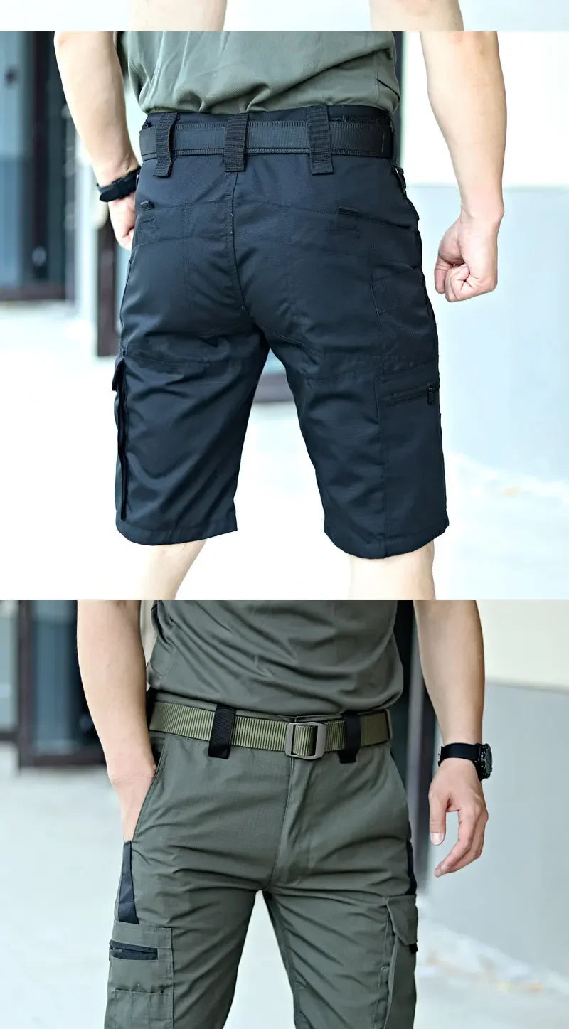 Men's Tactical Shorts Wear-resistant Waterproof Breathable Work Pants Military Multi-pocket Straight-leg Cargo Shorts