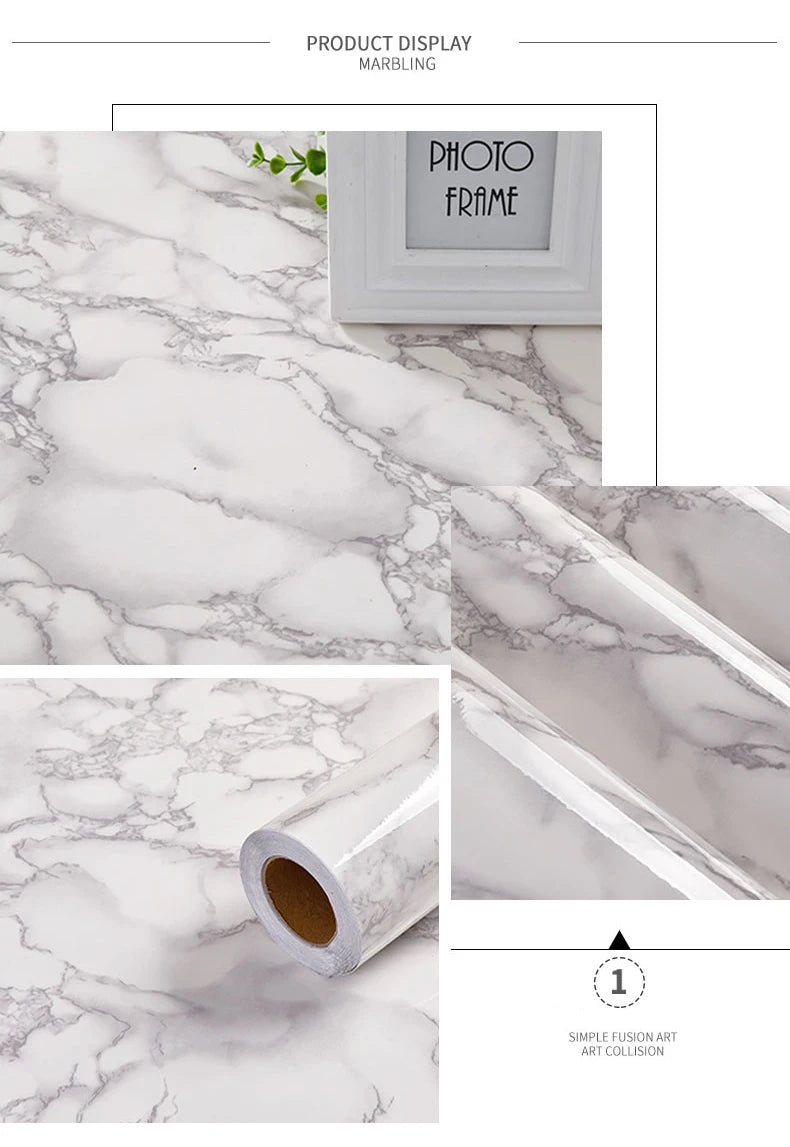 Self-Adhesive Wallpaper Kitchen Oil-Proof Film Stove Waterproof Moisture-Proof Countertop Cabinet Renovation Tile Marble Sticker