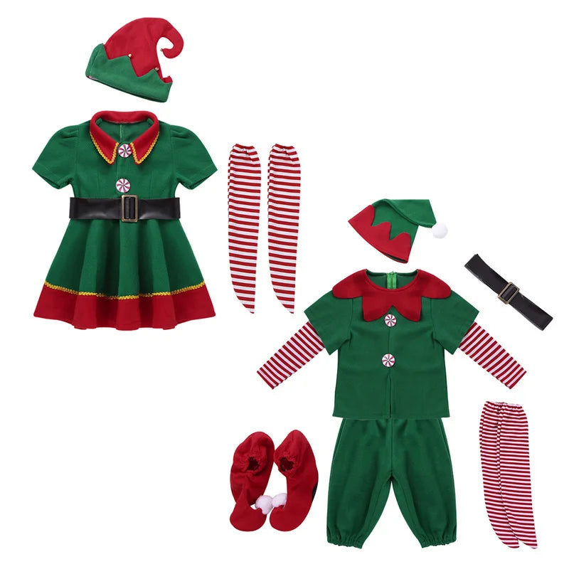 Elf Girls Christmas Costume Festival Santa Clause for Girls New Year children clothing Fancy Dress Xmas Party Dress