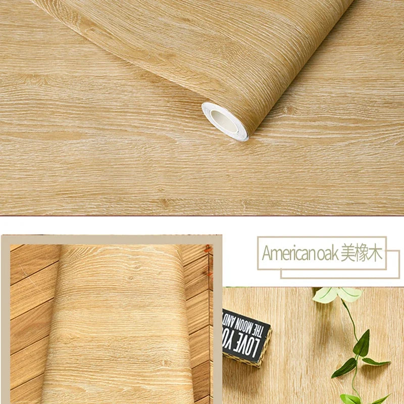 Wood Vinyl Wallpaper Self Adhesive wallpapers Doors Cabinet Desktop Modern Furniture Decorative wall Paper