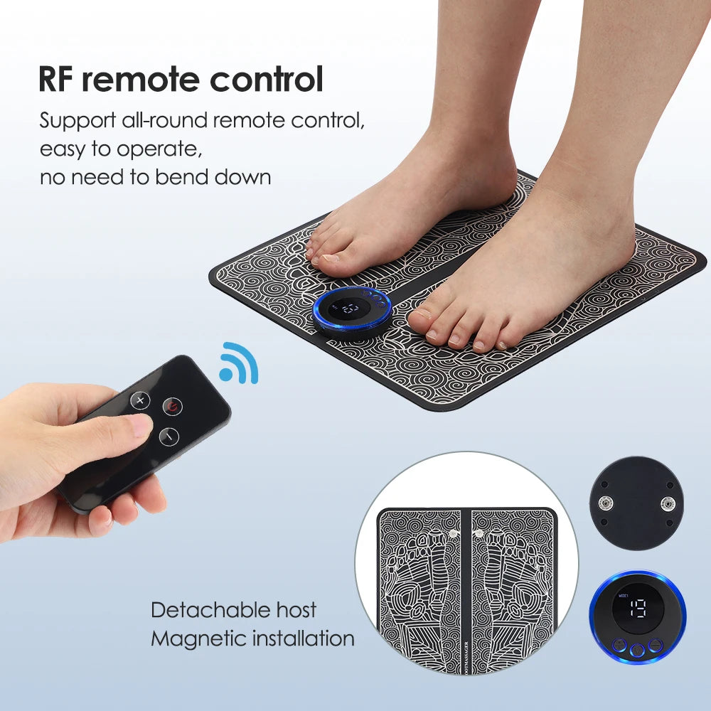 EMS Electric Foot Massager Mat Muscle Stimulator 8 Mode Foot Pad Blood Circulation 3 Mode Heating Leg Air Compression Massager