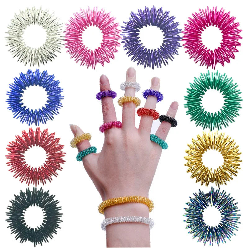 Finger Rings Acupressure Stress Relief Spiky Sensory Decompression Toys Relief Anxiety Relief Finger Toys