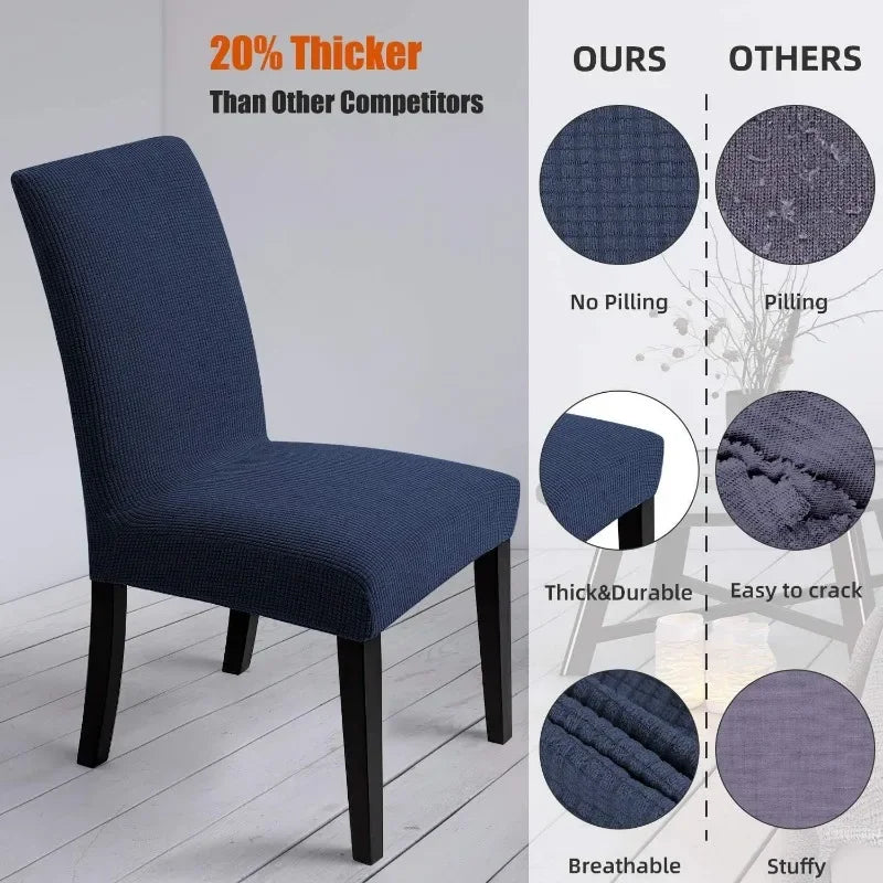 Jacquard Chair Cover Waterproof Adjustable Dining Room Fabric Chair Cover Slipcover Removable for Banquet Office Kitchen Home