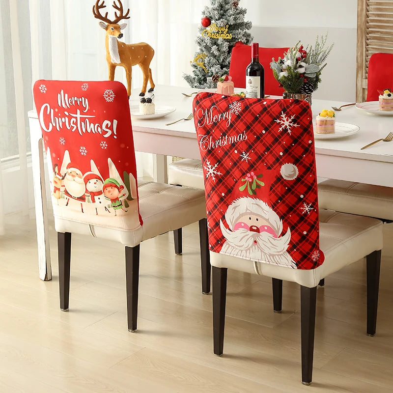 Christmas Chair Cover Cartoon Home Table Dinner Chair Seat Cover Decoration Xmas Party New Year Home Decoration