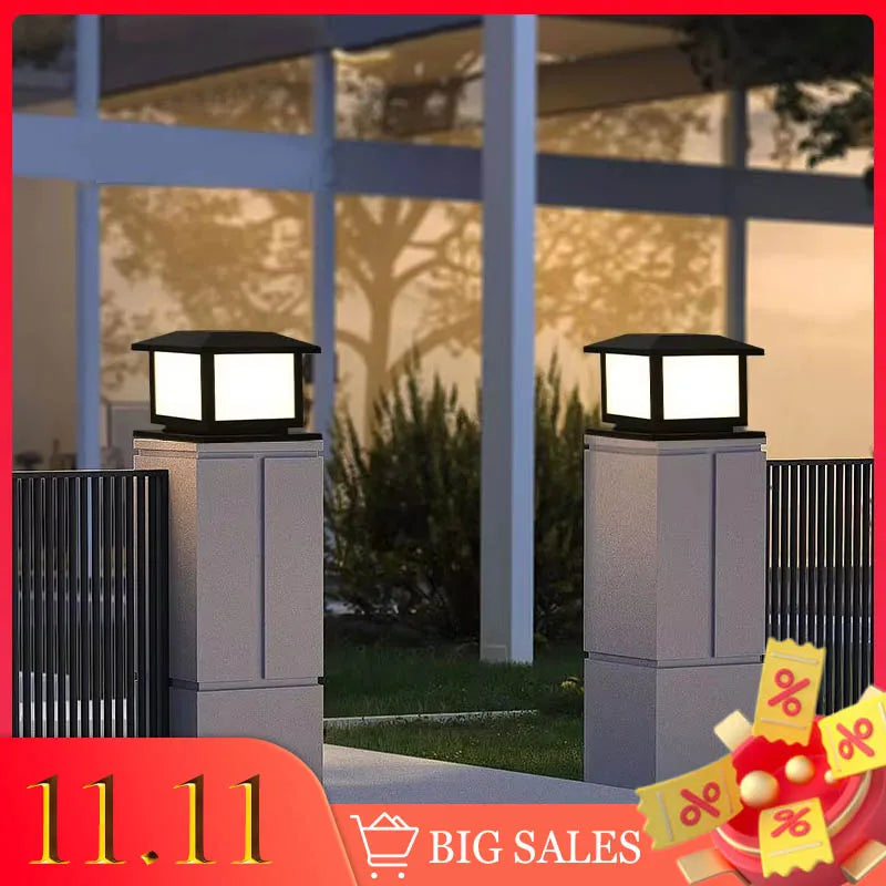 LED Solar Outdoor Light Timed Pillar Solar Lights Waterproof Thick Garden Pathway Parking Yard Outdoor Decor Lamp RC Solar Light