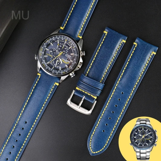 Citizen Blue Angel Air Eagle Watch Comfortable and Breathable Cowhide Watch Strap 22 23mm