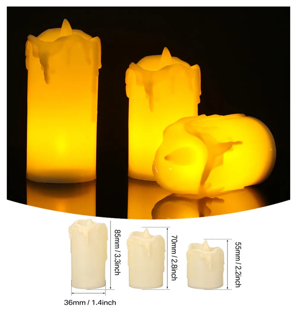 12/24Pcs Pack Flameless LED Candle Wishing Tea Light Warm White Battery Operated Candles Halloween Christmas Wedding Decor