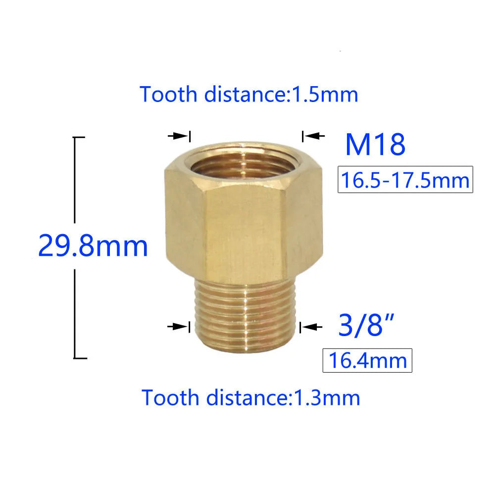 Brass M22 M14 M18 To 3/8" 1/2" 3/4" Thread Connector Transition Coupler Cleaning Copper Machine Repair Fitting