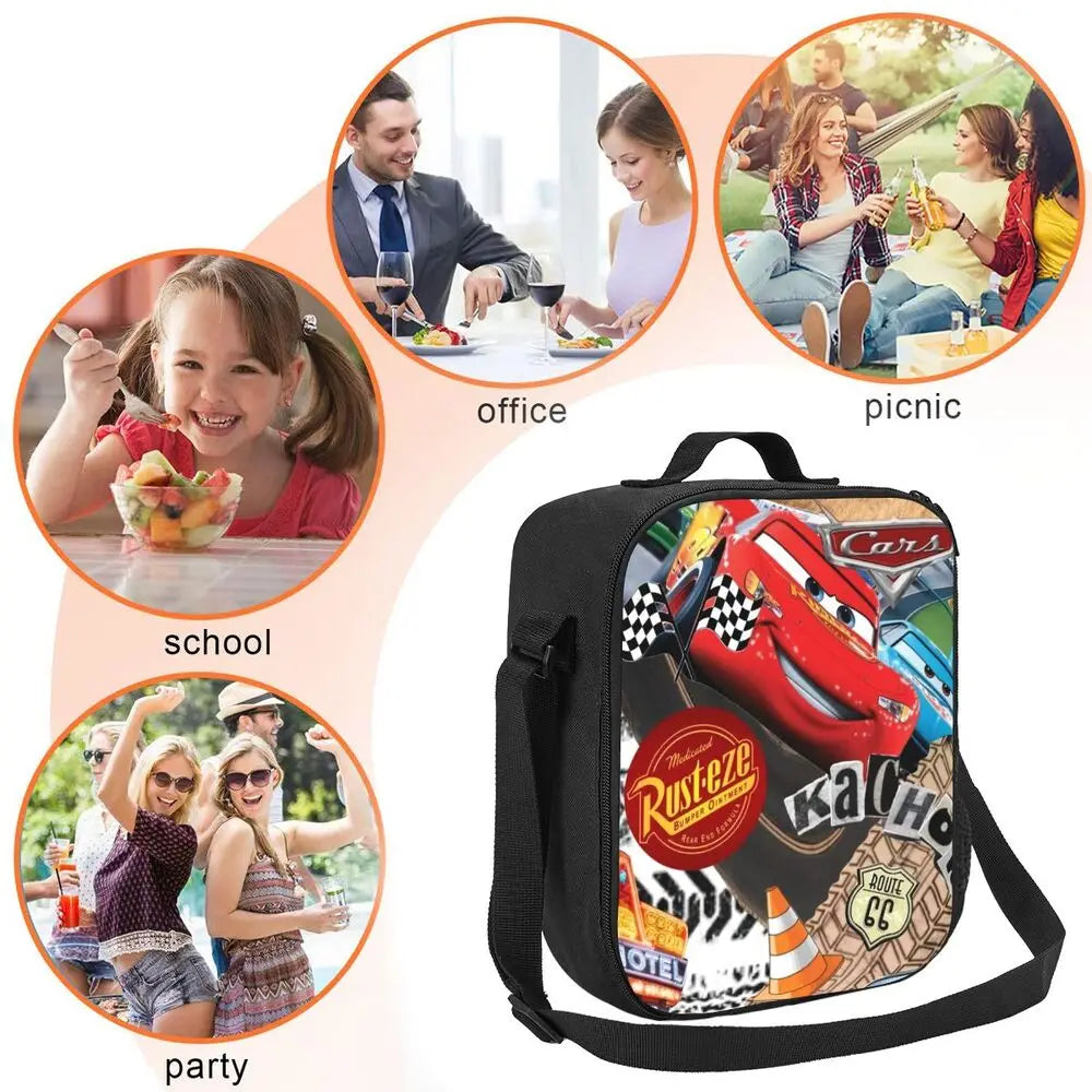 Lightning McQueen Racer Thermal Insulated Lunch Bag Women Lunch Tote for Kids School Children Storage Bento Food Box