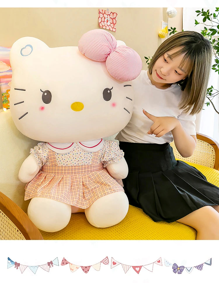 20-70cm Big Size Sanrio Hello Kitty Plush Toys Anime Peripherals Movie KT Cat Kawaii