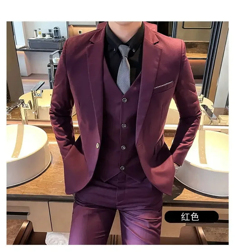 Blazer, Vest & Pants Men's Fashion Business Gentleman Professional Formal Dress Korean Version Banquet Dress Suit 6XL