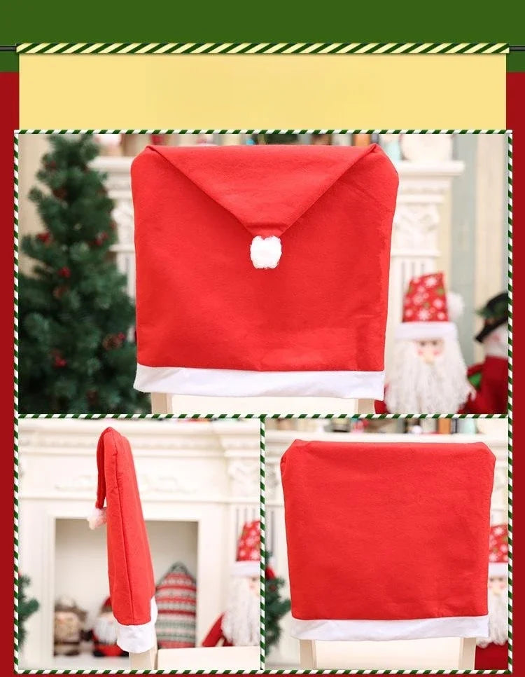 1-30PCS Santa Hat Chair Cover Christmas Table Decoration Santa Hat Christmas Gift Party Ornaments Home Decoration