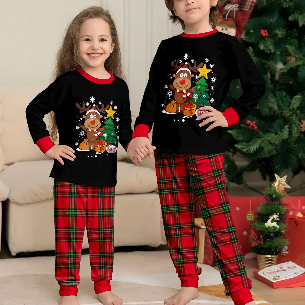 Christmas tree Pajama printing family Christmas set for a family of four pajamas pants 2 pieces