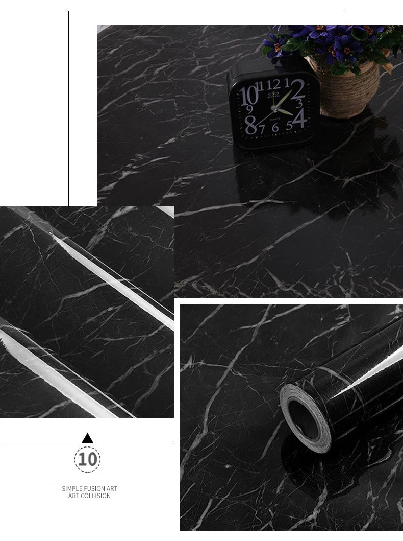 Self-Adhesive Wallpaper Kitchen Oil-Proof Film Stove Waterproof Moisture-Proof Countertop Cabinet Renovation Tile Marble Sticker