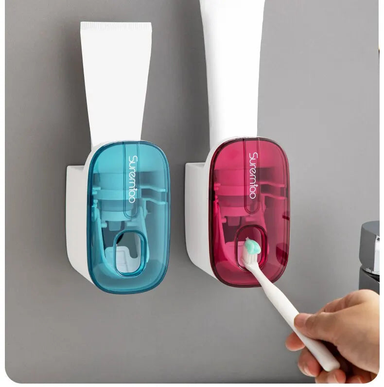 Automatic Toothpaste Dispenser Bathroom Accessories Wall Mount Lazy Toothpaste Squeezer Toothbrush Holder