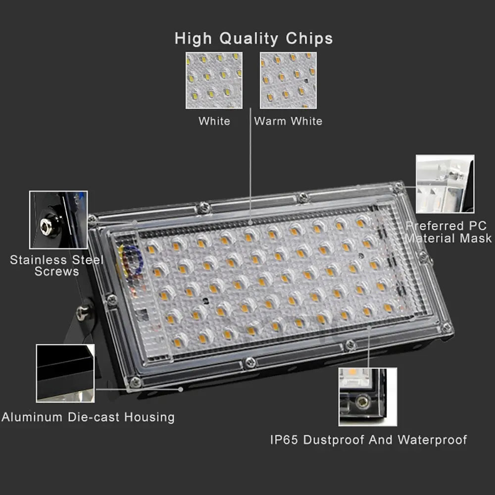 50W LED Flood Light Outdoor Lighting 220V 240V Floodlight Waterproof IP65 Reflector Projecteur LED Exterieur Focus Spotlight