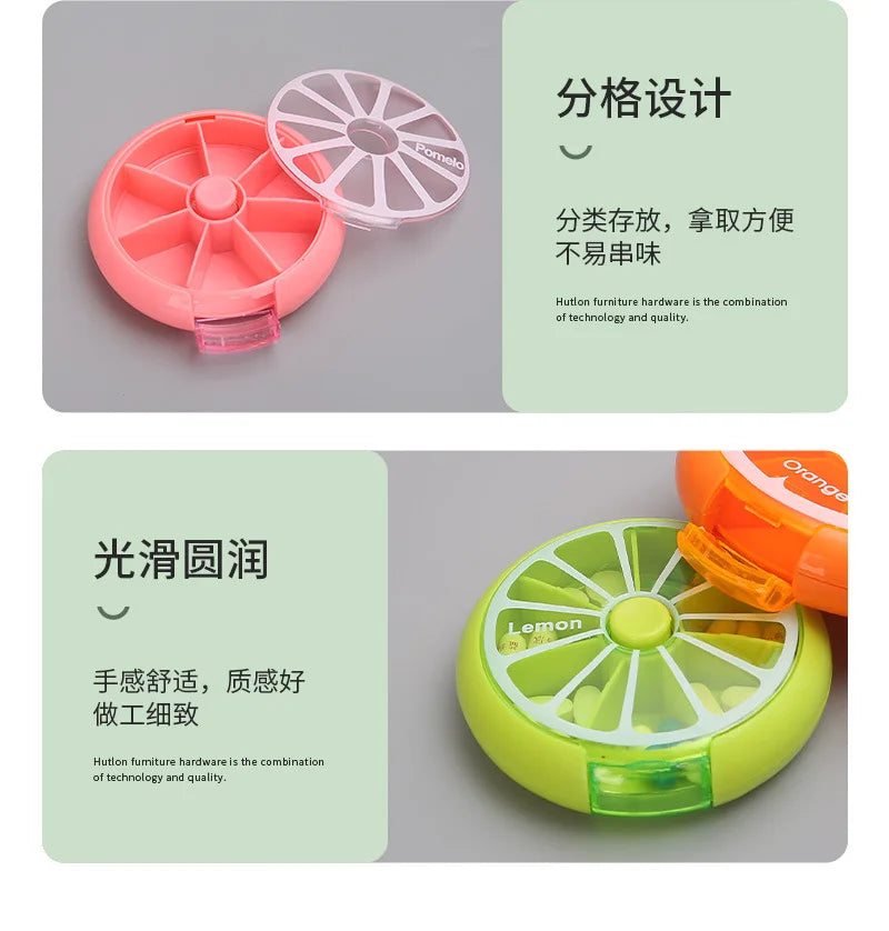 Mini Pill Box Weekly Medicine Pill Box Rotating Pill Box Case Splitter Pill Organizer Portable Travel 7 Day Pill Container Case