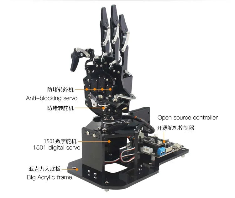 Robot Palm Hand Manipulator Open Source Code 5 Hands Educational Kit with Ps2/Somatosensory Gloves STEM For Arduino STM32 Bionic