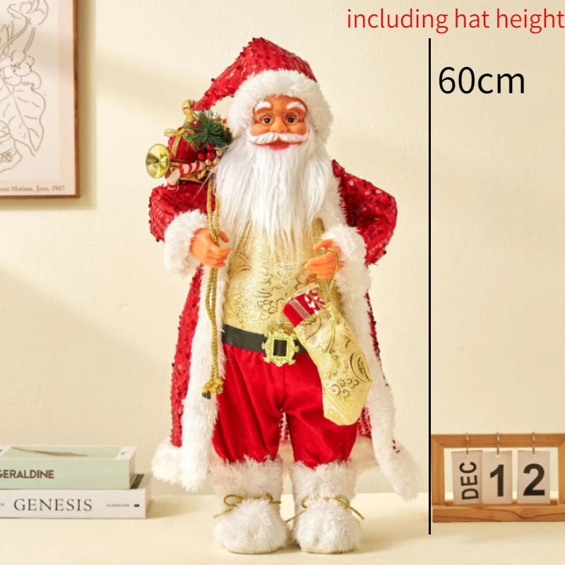 60cm Large Santa Claus Merry Christmas Decorations for Home Happy New Year Santa Claus Doll Window Decorations Home gift