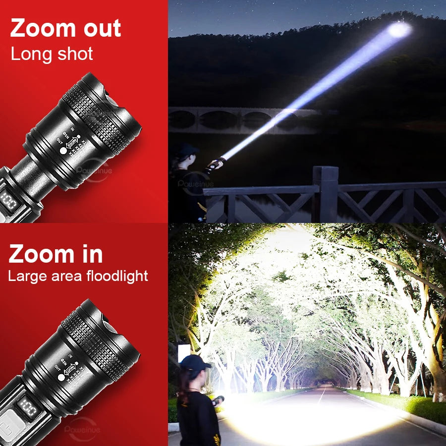 High Power Led Flashlights Built-in Battery 2000mah Tactical Flashlight Emergency Spotlight Most Powerful Lantern