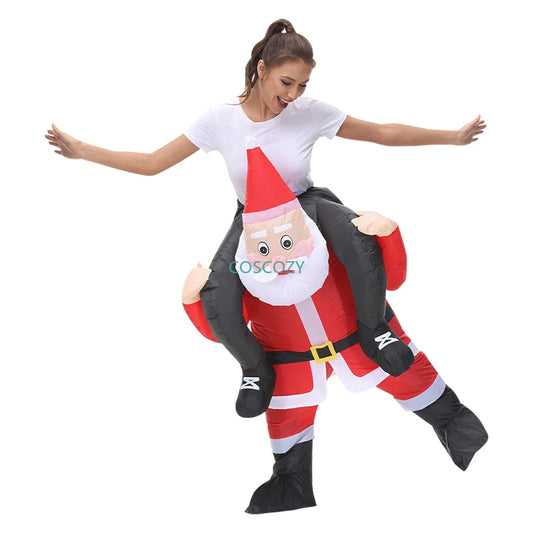 New Christmas Adult Riding-Santa Claus Inflatable Costumes Halloween Party Mascot Fancy Role Play