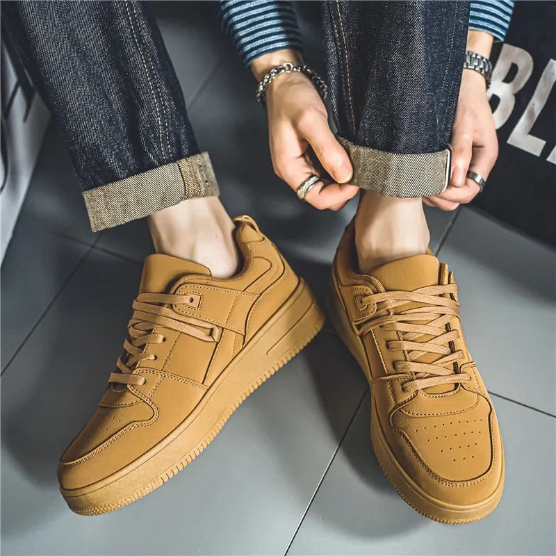 Men’s Casual Sports Shoes Comfortable in All Seasons Breathable Versatile Sneakers Khaki Air Force Flat Shoes for Men