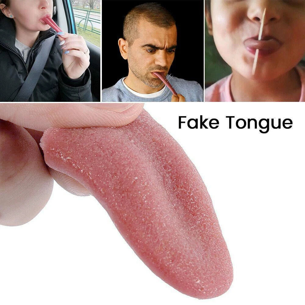 Fake Tongue Prank Steel Needle Tongue Piercing Magician Props Halloween Fool's Day Trickery Toys