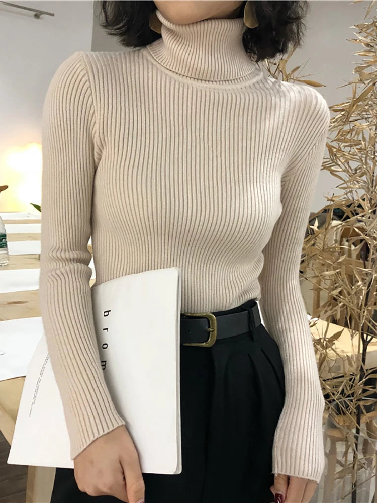 Turtleneck Sweater Women's 2024 Autumn Winter Tops Korean Slim Women Pullover Jumper Knitted Sweater Pull Femme Hiver Truien