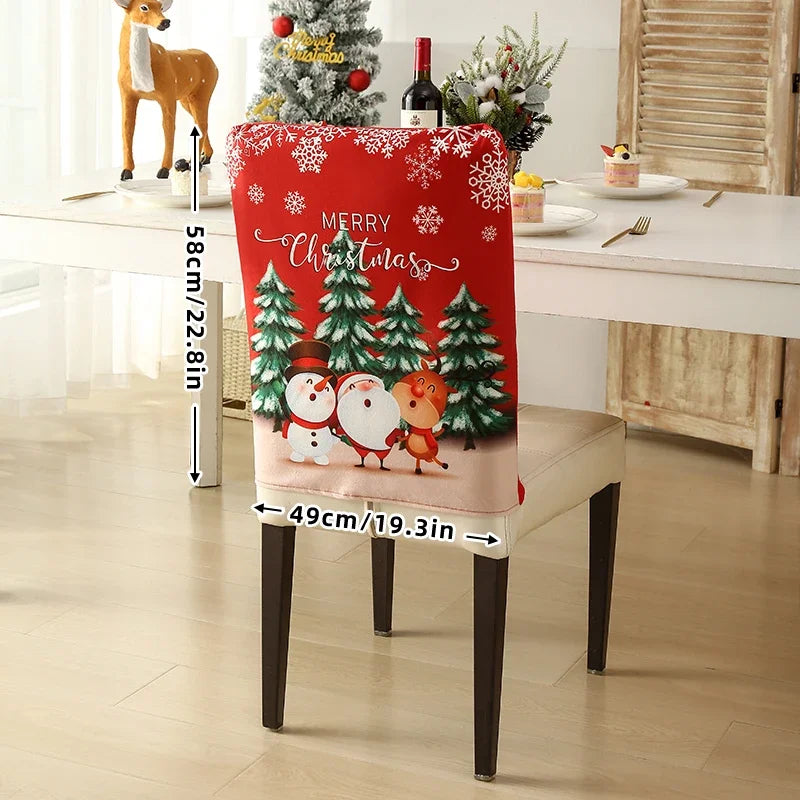 Christmas Chair Cover Cartoon Home Table Dinner Chair Seat Cover Decoration Xmas Party New Year Home Decoration