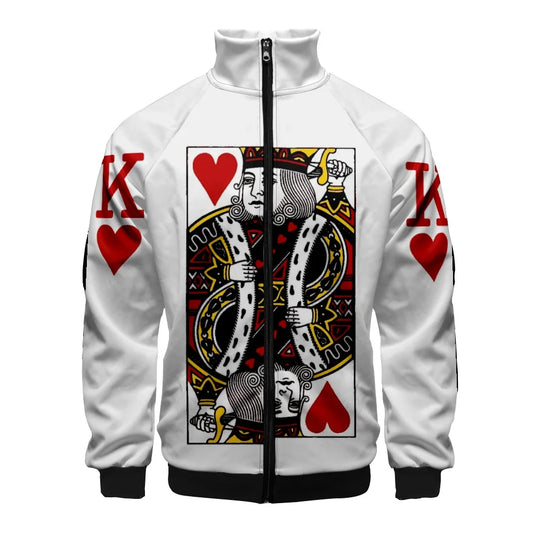 Coats Playing Cards Poker K Q print 3D Stand Collar Hoodies Men Women Casual Zipper Hoodie KING QUEEN Jacket Clothes