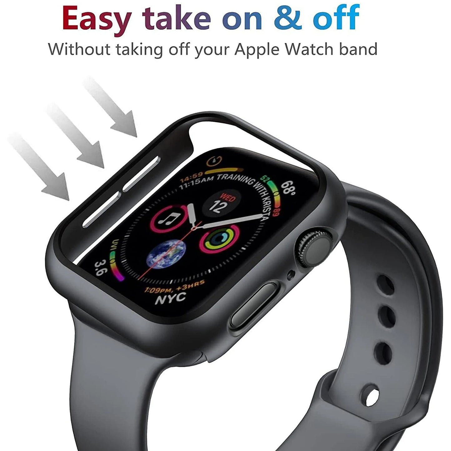 Tempered Glass + Cover For Apple Watch 9 8 7 45mm 41mm