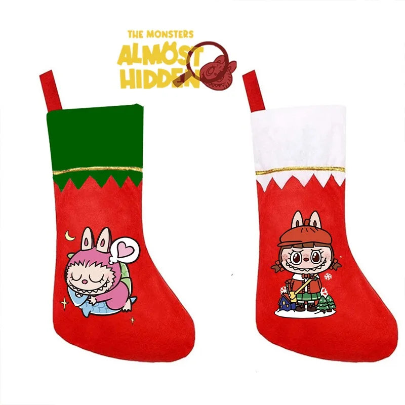 Christmas Socks Labubu Santa Claus Gift Bag  Xmas Tree Hanging Ornaments